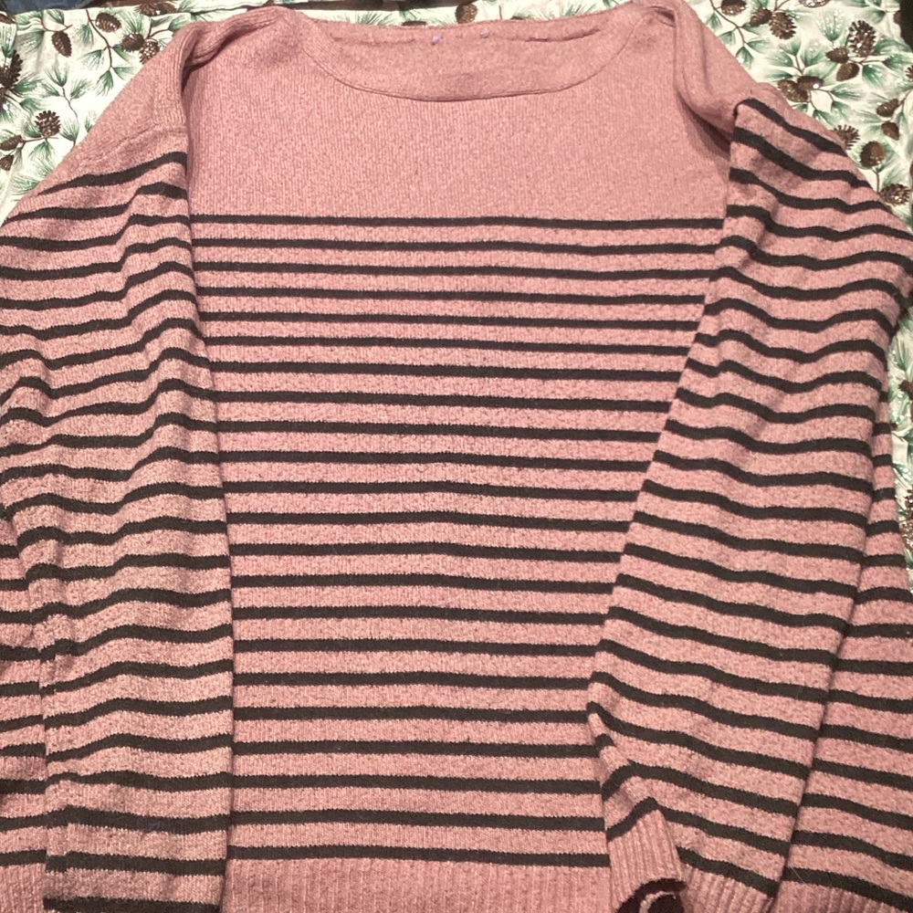 Source Unknown Pink and Black Striped Sweater